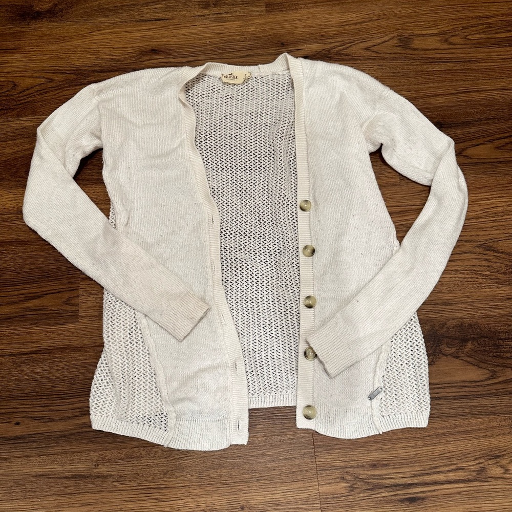 Hollister white cardigan size small